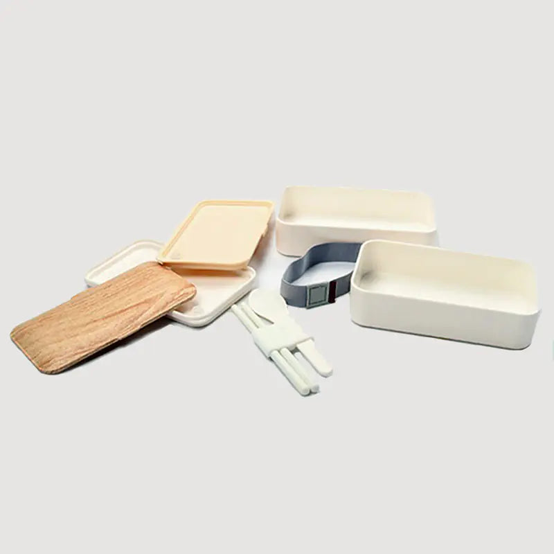 Microwave-Safe Japanese Lunch Box with Wood Grain Design
