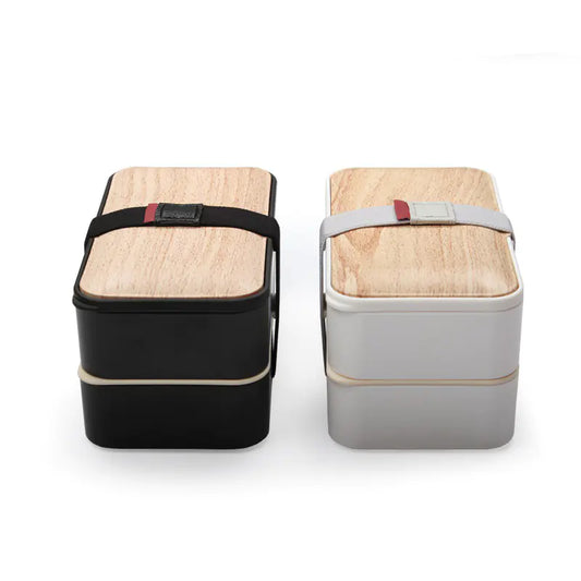 Microwave-Safe Japanese Lunch Box with Wood Grain Design