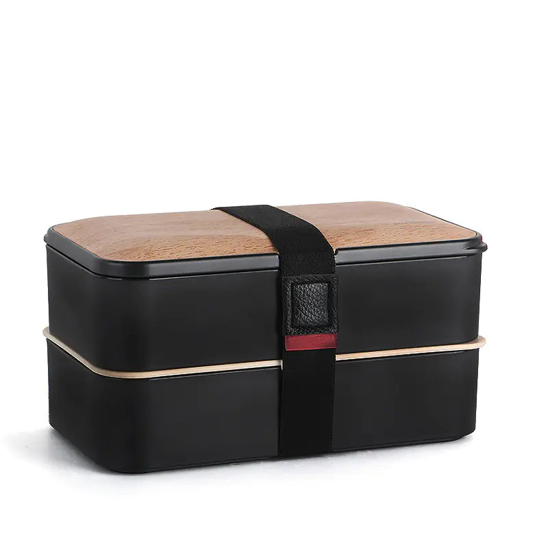 Microwave-Safe Japanese Lunch Box with Wood Grain Design