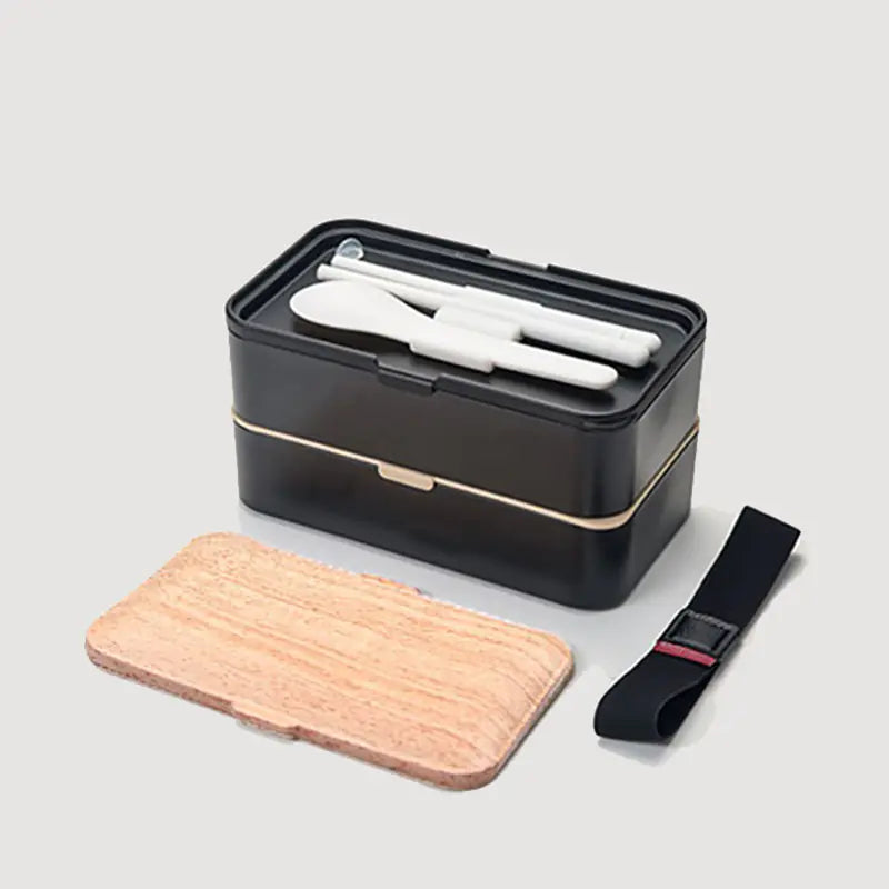 Microwave-Safe Japanese Lunch Box with Wood Grain Design
