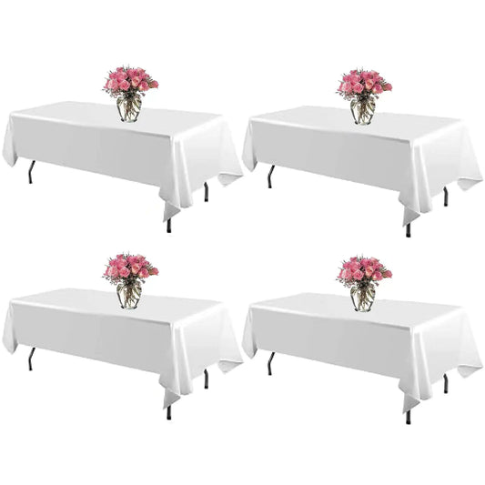 Set of 4 White Tablecloths – Durable & Easy Care 60x102