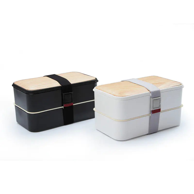 Microwave-Safe Japanese Lunch Box with Wood Grain Design