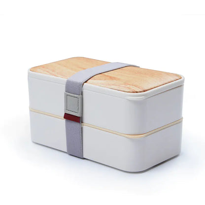 Microwave-Safe Japanese Lunch Box with Wood Grain Design
