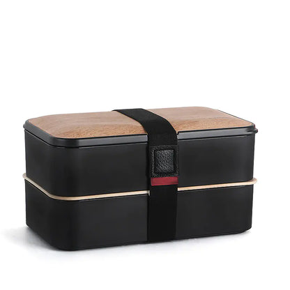 Microwave-Safe Japanese Lunch Box with Wood Grain Design
