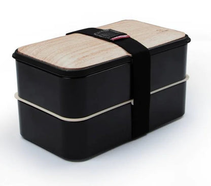 Microwave-Safe Japanese Lunch Box with Wood Grain Design