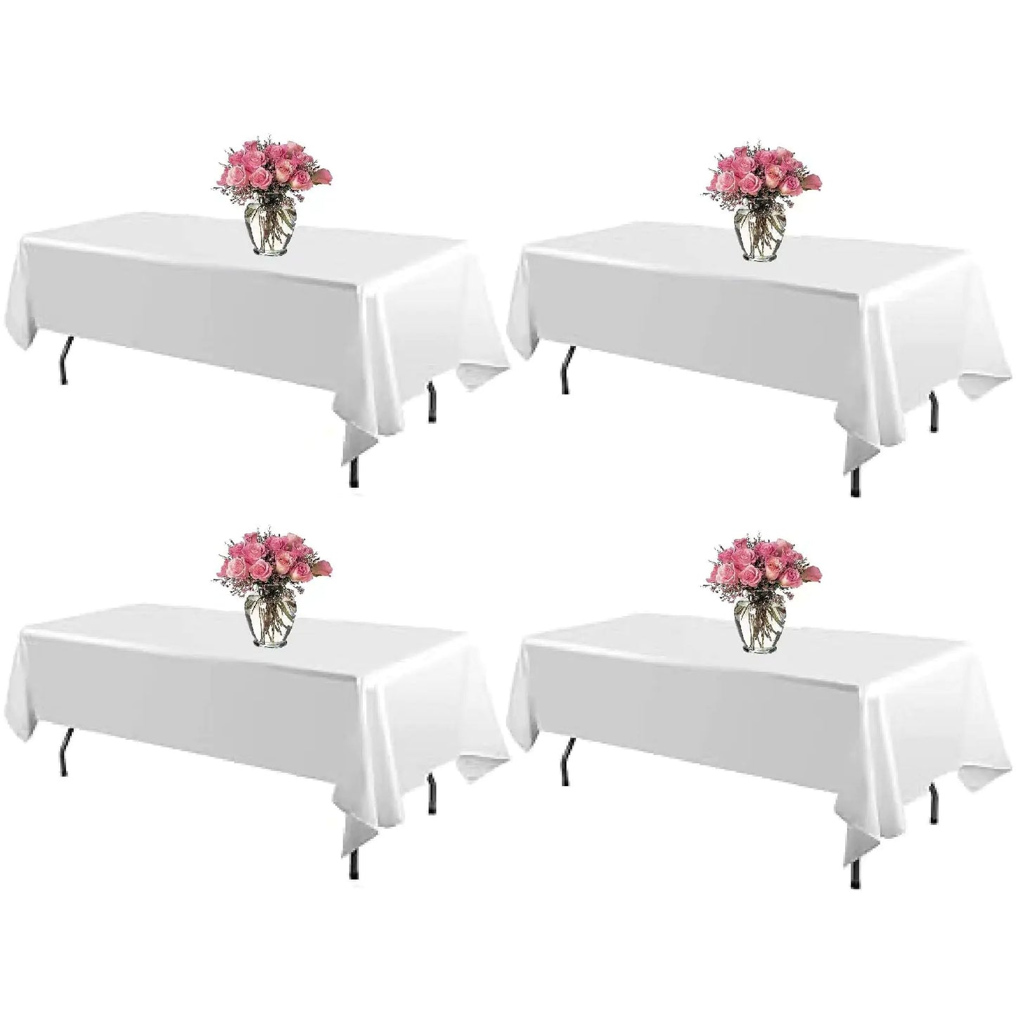 Set of 4 White Tablecloths – Durable & Easy Care 60x102
