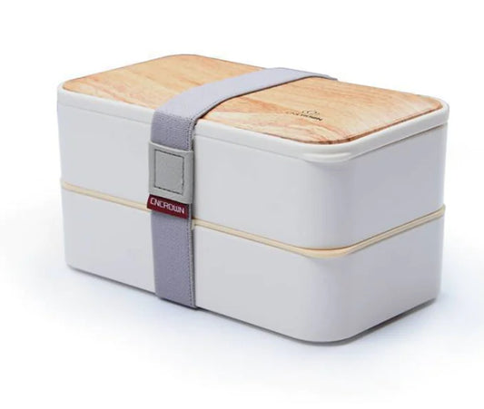 Microwave-Safe Japanese Lunch Box with Wood Grain Design