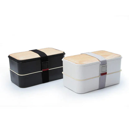 Microwave-Safe Japanese Lunch Box with Wood Grain Design